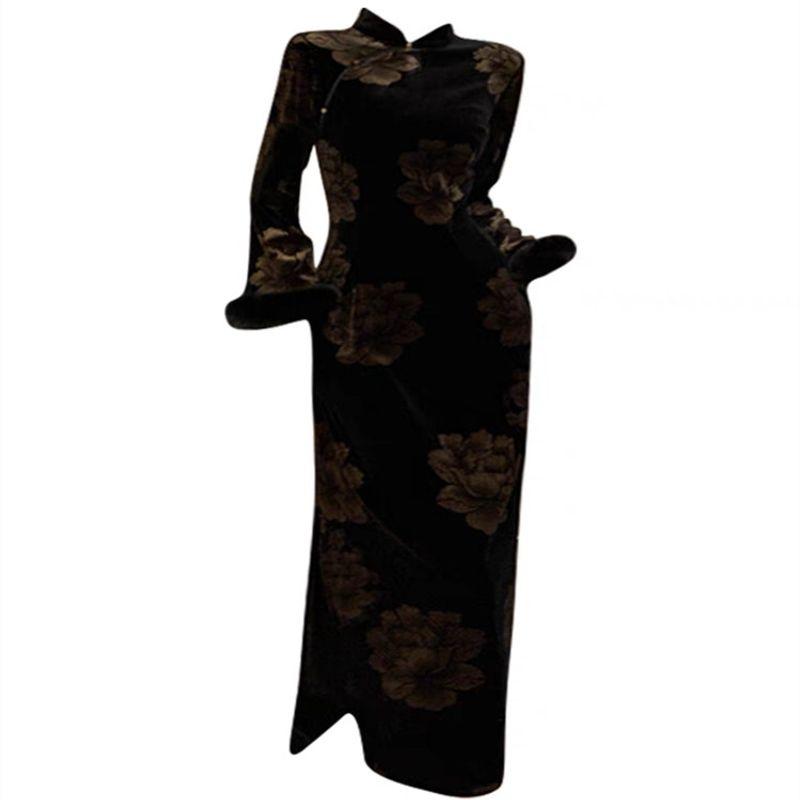 

Amazon Fashion Бархатное платье Оверсайз Женская одежда Black Long sleeves 2XL