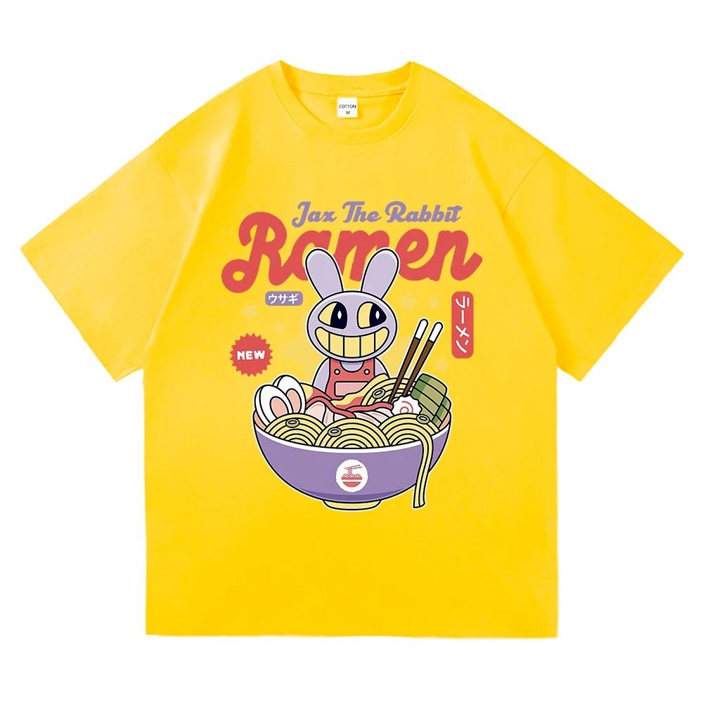 Kinder Amazing Digital Circus Ramen T-Shirt, Modisches und Lustiges Caine Pomni T-Shirt, Unisex Niedliches Kaninchen Nudel Baumwoll T-Shirt