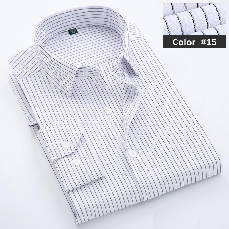 Classic Blue Striped Business Casual Shirt Men's Autumn Slim Lapel Long Sleeve Office Banquet Wedding Formal Social Shirt