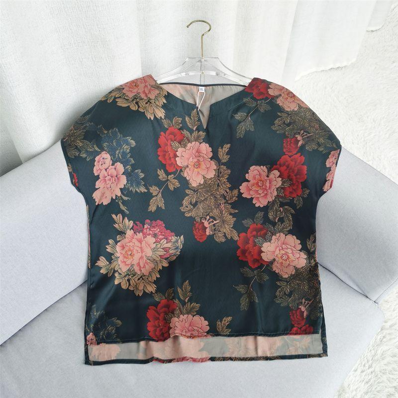 

Grandma s Clothes Summer Short-Sleeved Middle-Aged and Elderly Summer Clothes Women s Women Top Clothes Mother s Clothes T-Shirt Multi-Color Dark green 3XL