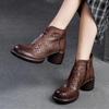 Décolleté Stivali scavati traspiranti Punta tonda Scarpe da donna con tacco alto versatili retrò in vera pelle
