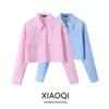 Fashion 2024 Spring New Arrival Women's Clothing Silm Lapel Long Sleeves Easiest for Match Striped Short Style Shirt 2298085 044