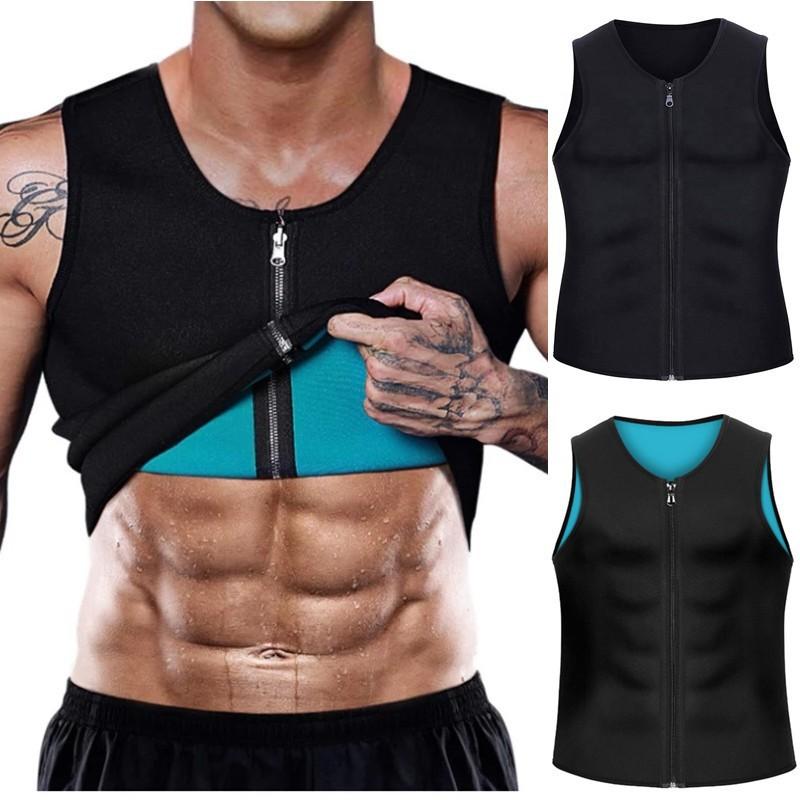 Neopren-Schwitzweste zum Abnehmen, Body Shaper für Herren, formende Weste, Fitness, Fatburner, Shaper, Tank-Top, Trainingsshirt, Muskelshirt, Reißverschluss-Anzug für Herren