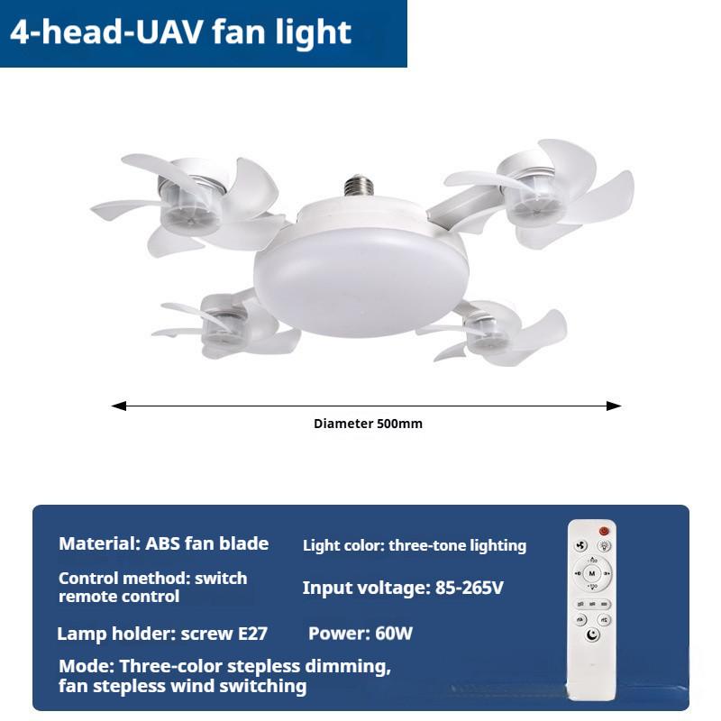 Household Invisible Remote Control Fan Lamp Dimmable Electric Ceiling Fan E27 Screw Drone Modeling Fan Lights