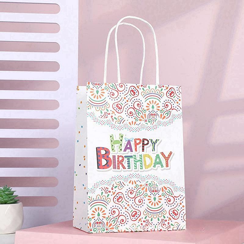 StoBag, Happy Birthday Durable Reusable Paper Tote Bags, for children's birthdays, parties, joyful event, 12/30pcs