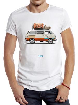 SPAPEX Camiseta Masculina Vintage para Campervan Casual Vida em Van Tops Masculinos Hipster Retro Ônibus Camper Embalagem Camiseta Estampada