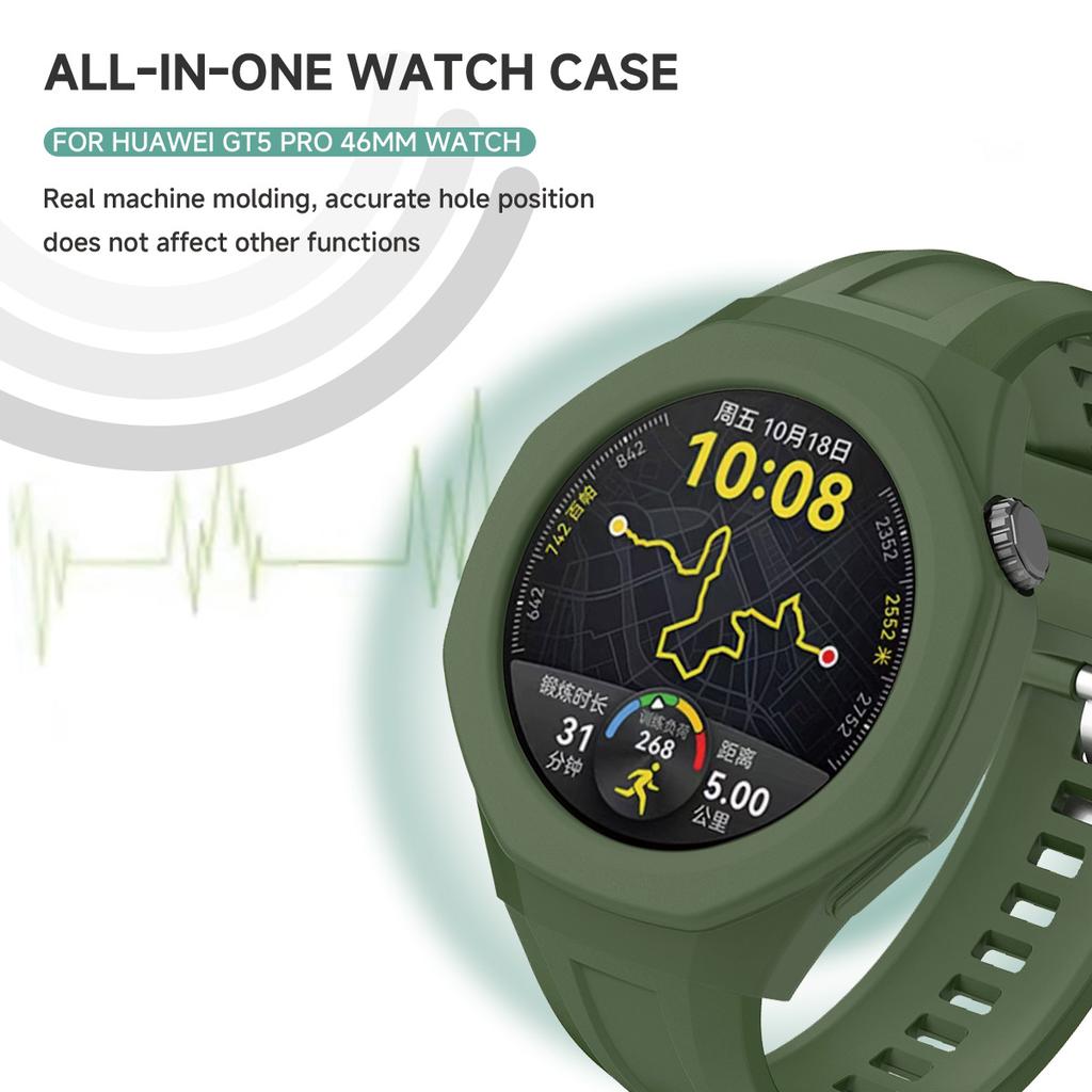 Silicone Case for Huawei Watch GT5 Pro 46MM Watchband Sport Bracelet Protective Cover for gt 5 Pro 46mm Watch Band Correa