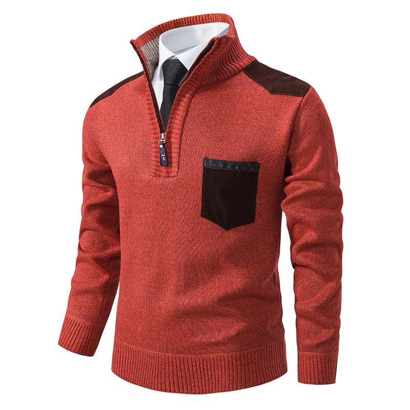 Pullover Men Sweater Cashmere Thick Polo Shirts Korean Half Zipper Cold Blouse Stand Collar Autumn Winter Outerwear Luxury Cloth