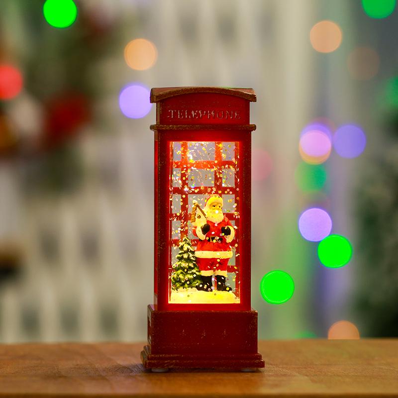 Light-Up Santa Claus Phone Booth Christmas Lantern Ornament