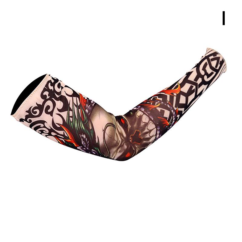 Long Fake Summer Tattoo Sleeves Sun Protection Cover Outdoor Gloves Driving Ice Silk Arm Sleeves