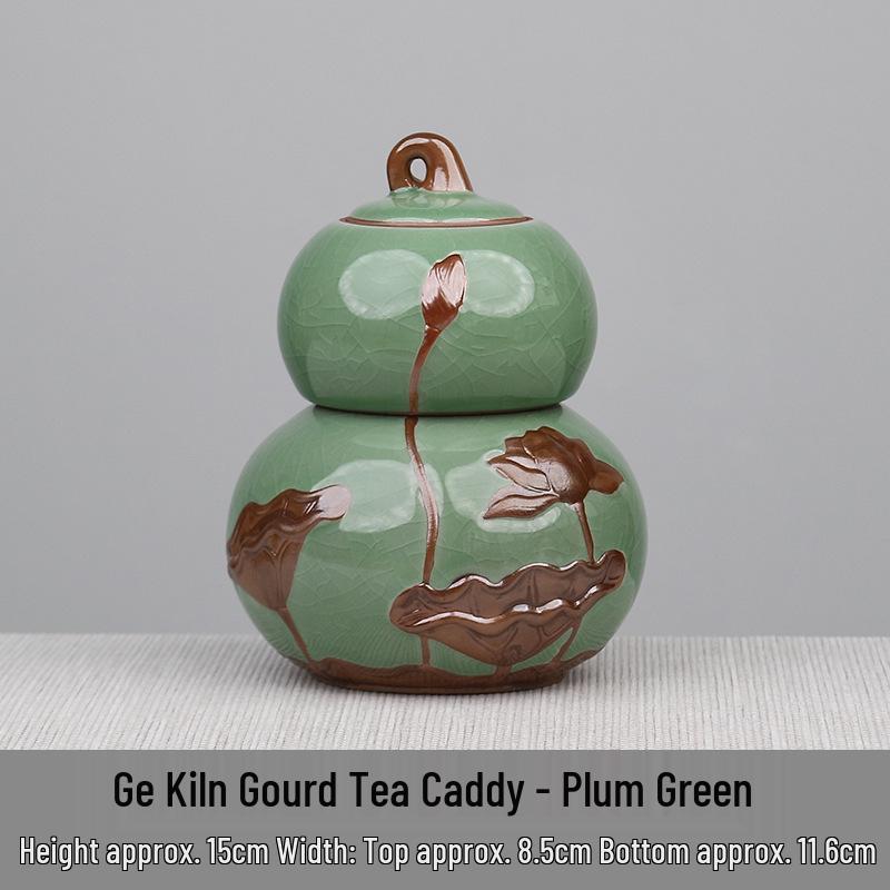 Керамическая тыквенная банка для чая из печи Жу - Влагостойкое хранилище для чая Пуэр, Контейнер для набора для чая Гунфу