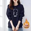 Brand Counter Women's 100% Cotton Fleece-Lined Sweatshirt - New Autumn/Winter Loose, Thickened Jacket, Trendy Minimalist Style.