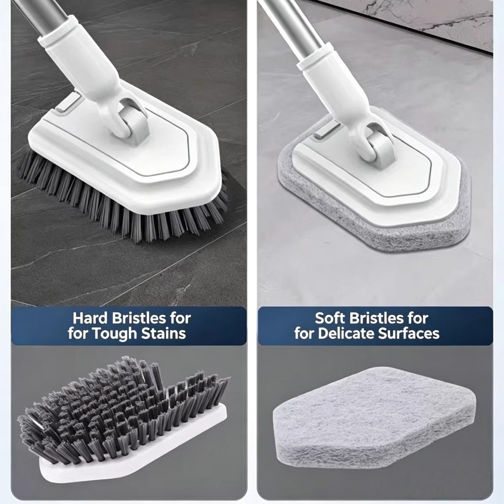 2 In 1 Cleaning Brush Extendable Long Handle Dual Head Design Dual Purpose Scrubber For Bathroom Floor Gap Cleaning