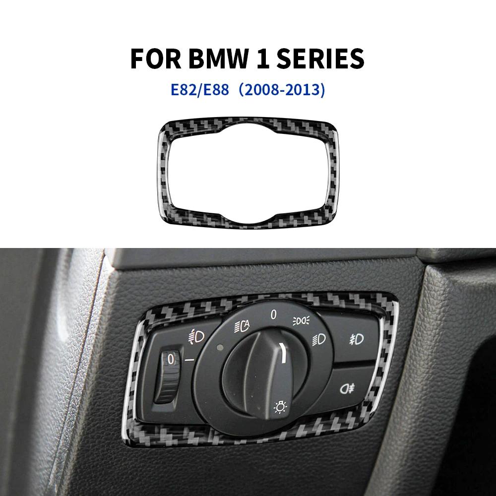 Stickers Carbon Fiber For BMW 1 Series E81 E82 E87 E88 2008-2013 Headlight Switch Frame Trim Car Styling Decoration Accessories