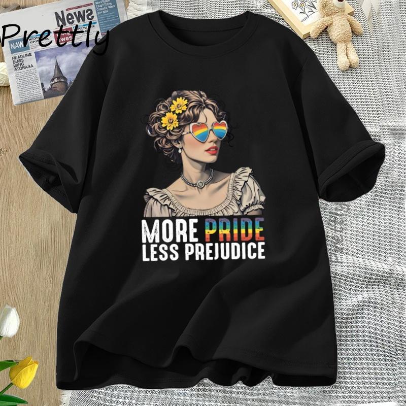 Mehr Stolz Weniger Vorurteile T-Shirt LGBTQ T-Shirt Pride Month LGBTQ T-Shirt Freizeit Baumwolle Kurzarm Rundhals Damen Kleidung