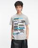 THEMUSEUMVISITOR Multi Text Graffiti T-Shirt (Melange Grey)