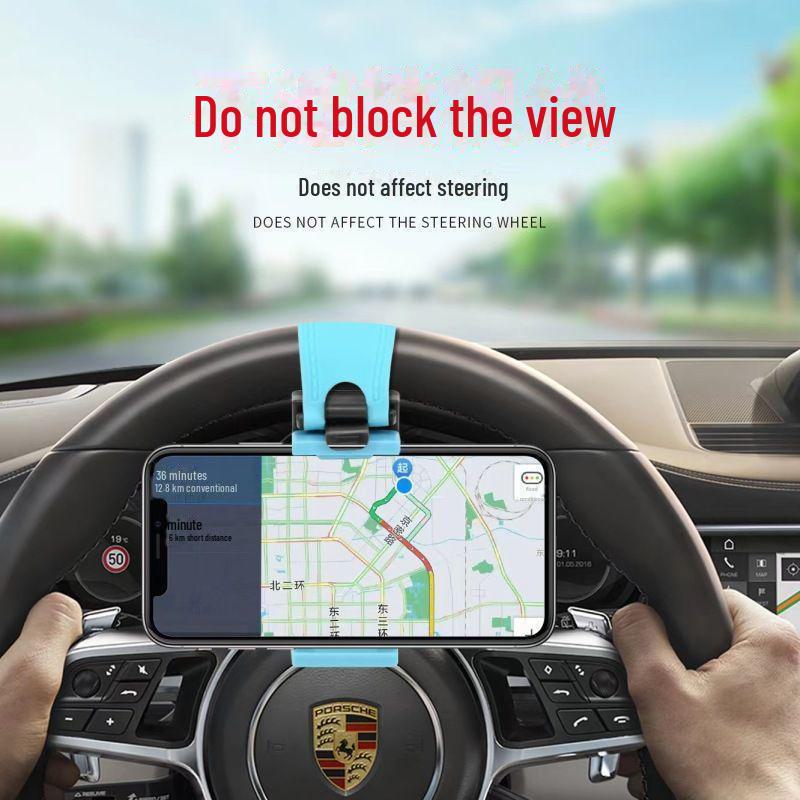 Car Steering Wheel Phone Holder with Secure Buckle