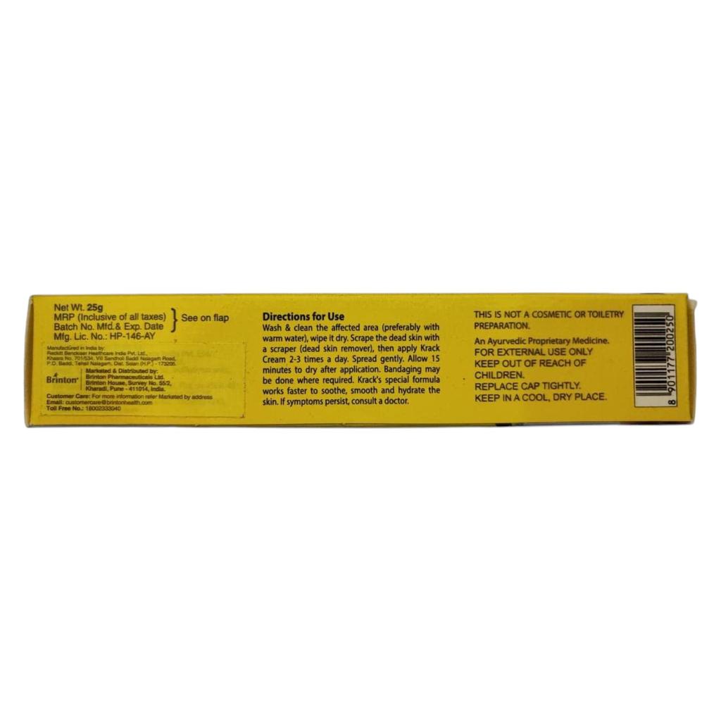 Krack Heel Cream 25g Tube For Dry Skin And Cracked Heels Moisturising Repair Soothing Foot Care Cream With Herbal Extracts