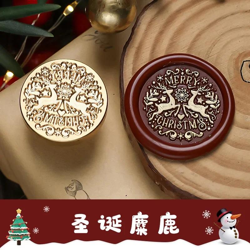 Счастливого Рождества Восковая печать Ретро Медь Латунь Снежинка Олень Печать DIY Восковая печать Конверт для Свадьбы Восковая печать HCZ052