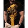 3D Gold Flame Lion Printed T-Shirt for Men Cool Wild Animal King Graphic Short Sleeve Tees Trendy Casual Round Neck Harajuku Style Hip Hop Street Tops