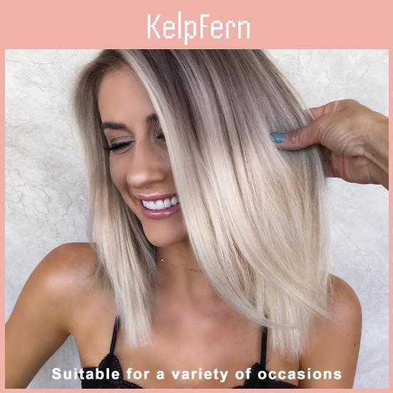 Women Wig Side Straight Long Part Natural Heat Resistant Ladies Shoulder Length Gradient Color Synthetic Hair