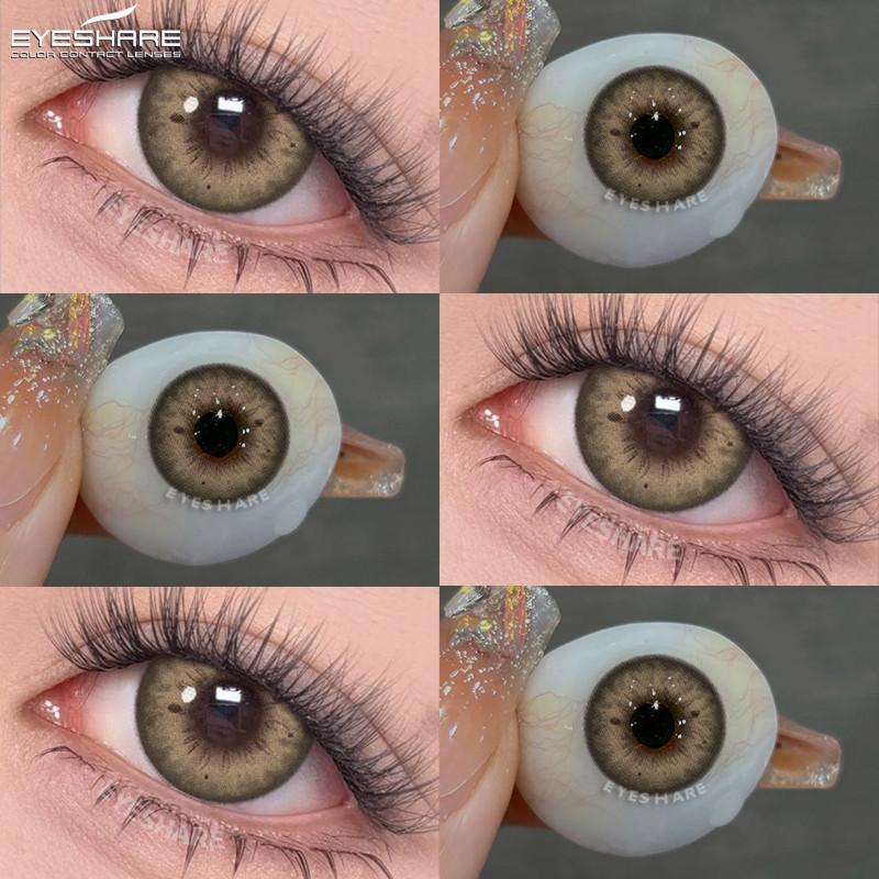 Eyeshare 1 Paar Große Schwarze Augen Kontaktlinsen 14,5 mm Farbige Kontaktlinsen Natürliches Braun Softlinsen Graue Pupillen