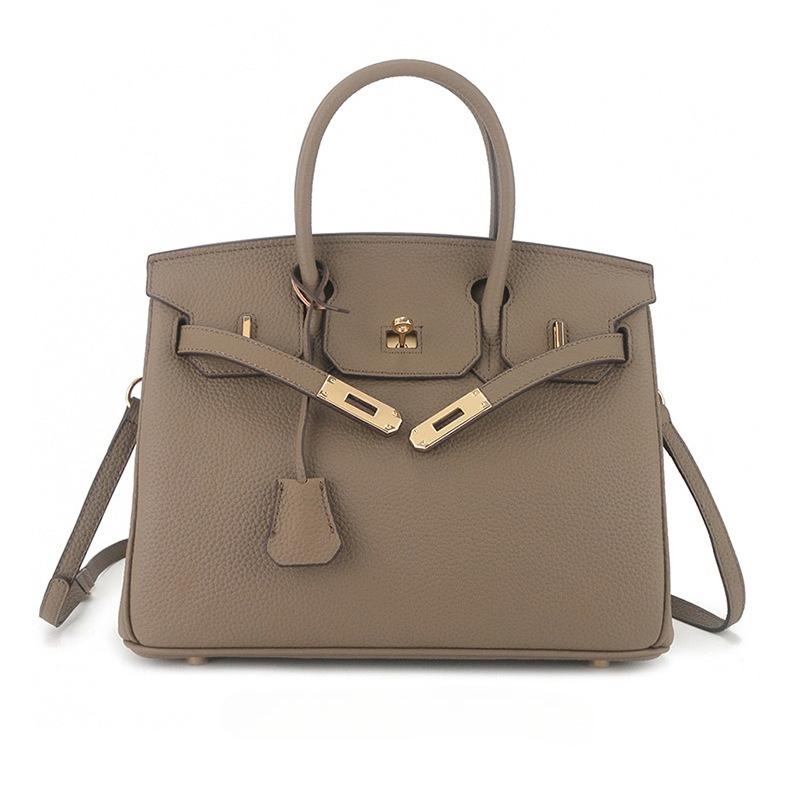 Erste Schicht togo Rindsleder große Kapazität Leder Litschi-Muster Damenmode Schloss Handtasche 20x10x15cm
