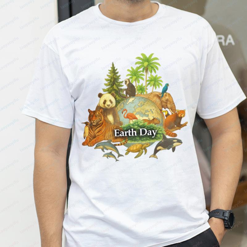 

Earth Day Shirt Protect Animals Protect The Earth Graphic T-Shirt Men Woman Casual Summer Breathable Tees Nature Lover Gift Top 5XL різнокольоровий