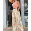 Summer Clothes Women Print Two-piece Set Smooth Sleeveless T-shirt, Wide Leg Pants Fashion Clothing