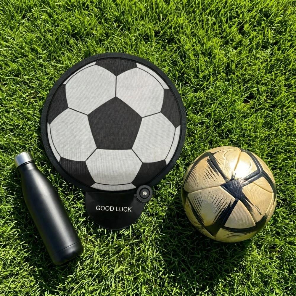 Football Pattern Foldable Hand Fan Pocket Size Round Fan Creative Mini Handheld Fan Daily Use