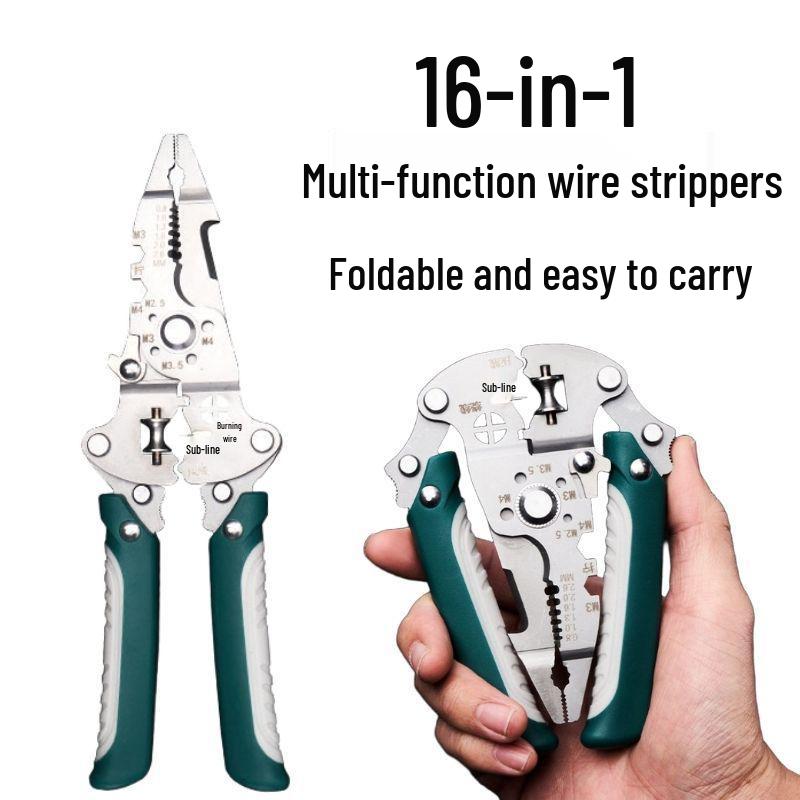 16-in-1 Multifunction Foldable Wire Stripper & Cutter for Electricians
