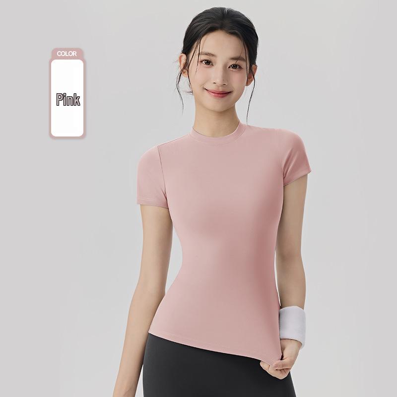 Women s Spring-Summer Slim Fit Yoga T-Shirt: Short Sleeve, Nude Feel, Outdoor Pilates & Running Extra Large