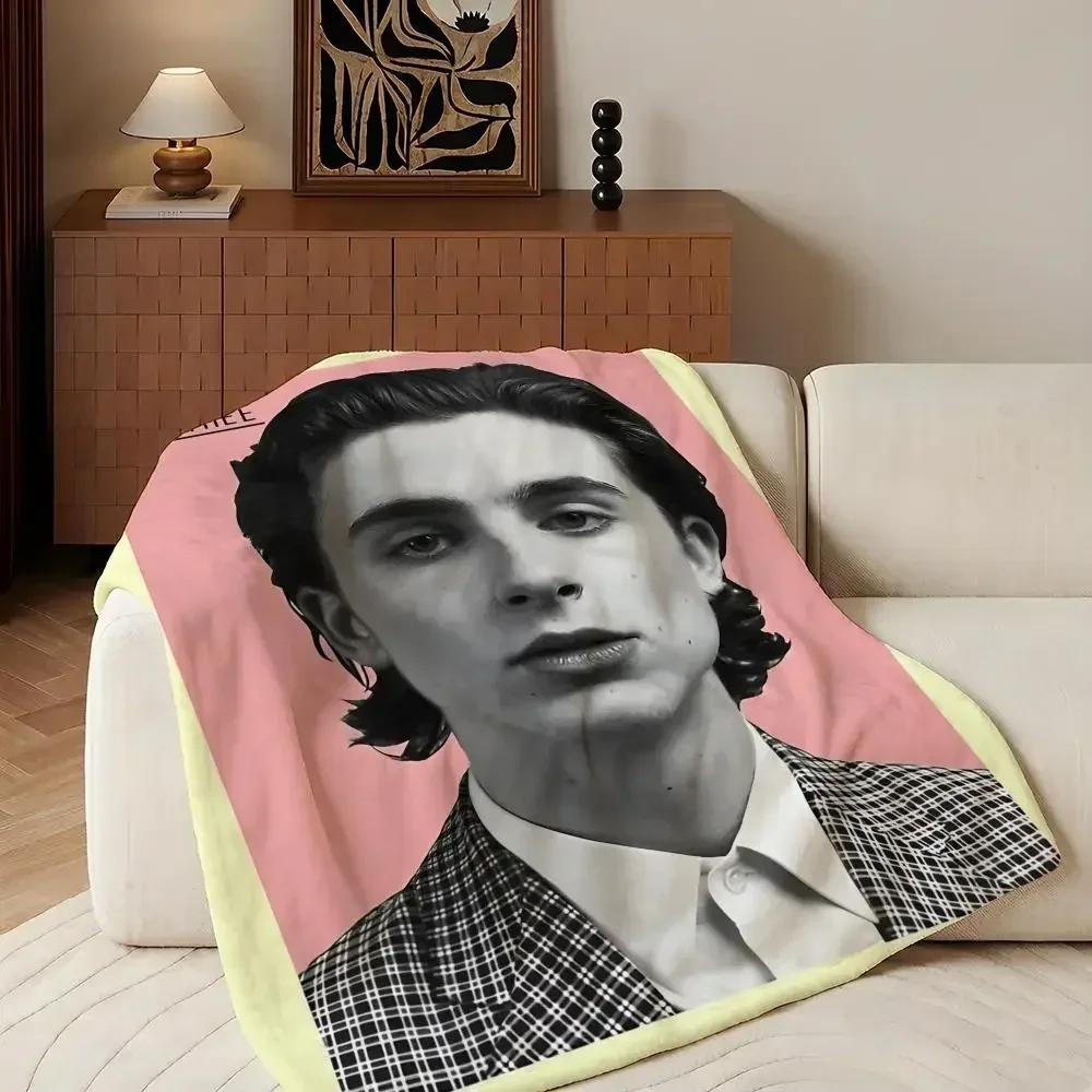Coperta Plaid in Flanella Celebrity T-Timothee C-Chalamet, Leggera Accogliente, Resistente Lavabile carina Fresca