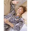 Mulberry Silk Long Sleeve Pants Printed Pajamas Set Casual Home Wear Women's Home Wear Buttons