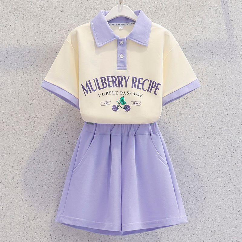 

Летний комплект одежды для девочек с вышитым рисунком в виде букв, повседневная футболка с коротким рукавом + шорты, комплект из 2 предметов, детский костюм 120