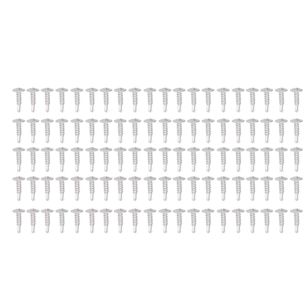 100 Stück Selbstbohrende Schraube Rundkopfschrauben mit Unterlegscheibe 304 Edelstahl für Holzarbeiten M4.8x19