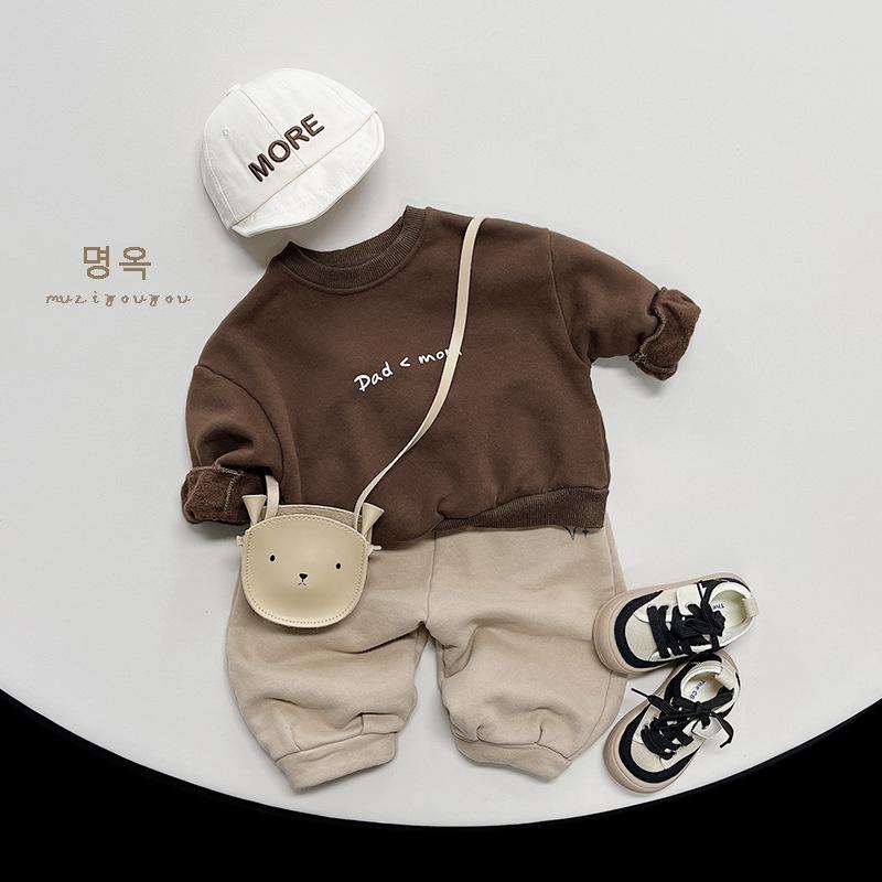 Kids Printed Fleece Lined Pullover Sweatshirt Unisex Long Sleeve Winter Children Top