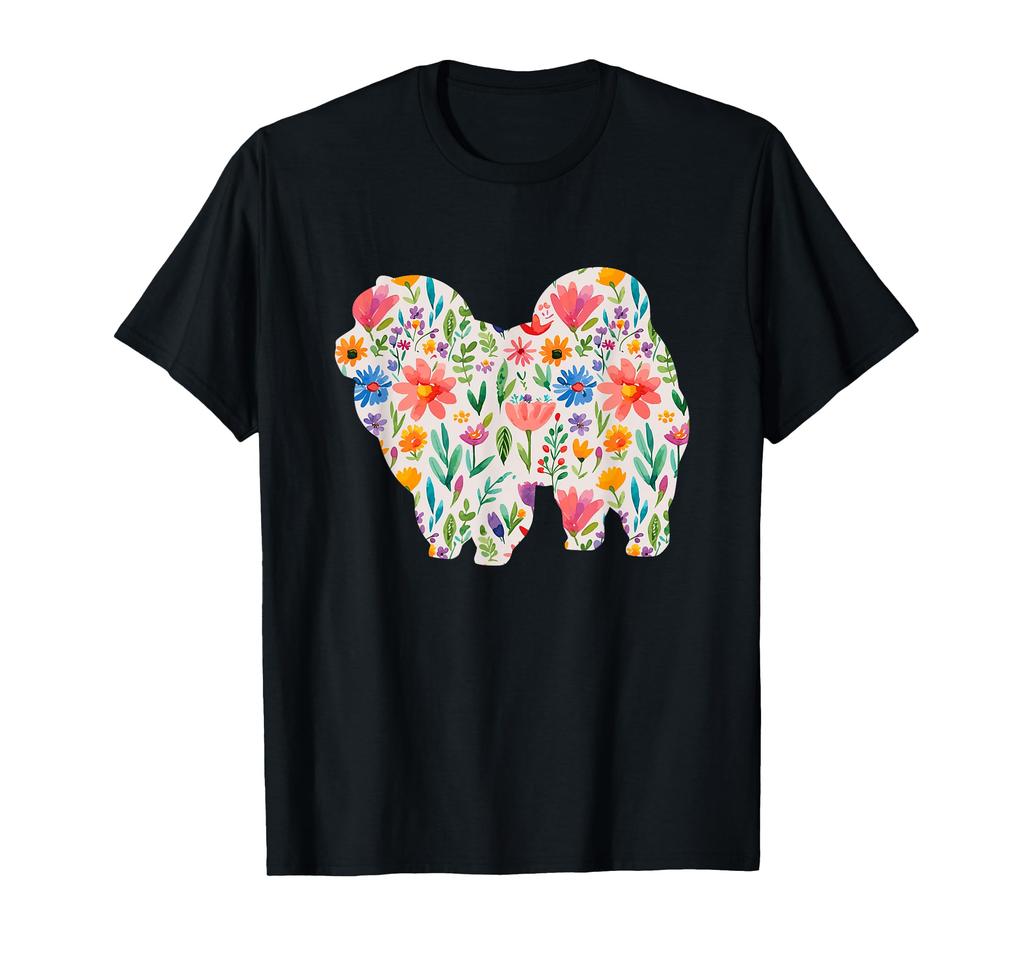 Chow Chow Watercolor Flower Design T-Shirt
