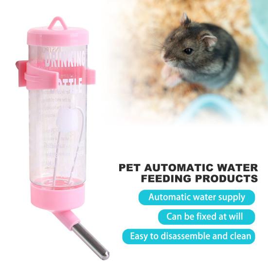 Sticlă de apă pentru hamster de 125/500 ml cu cântar Fântână de băut rezistentă la scurgeri Dozator suspendat Hrănitor automat