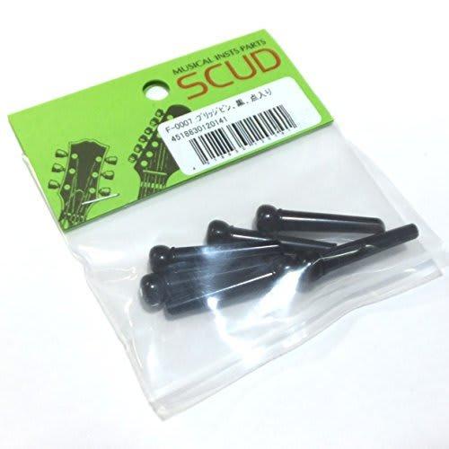 Scud Acoustic Guitar Bridge Pin, Black, F-0007, Plastic, with Dots [np]