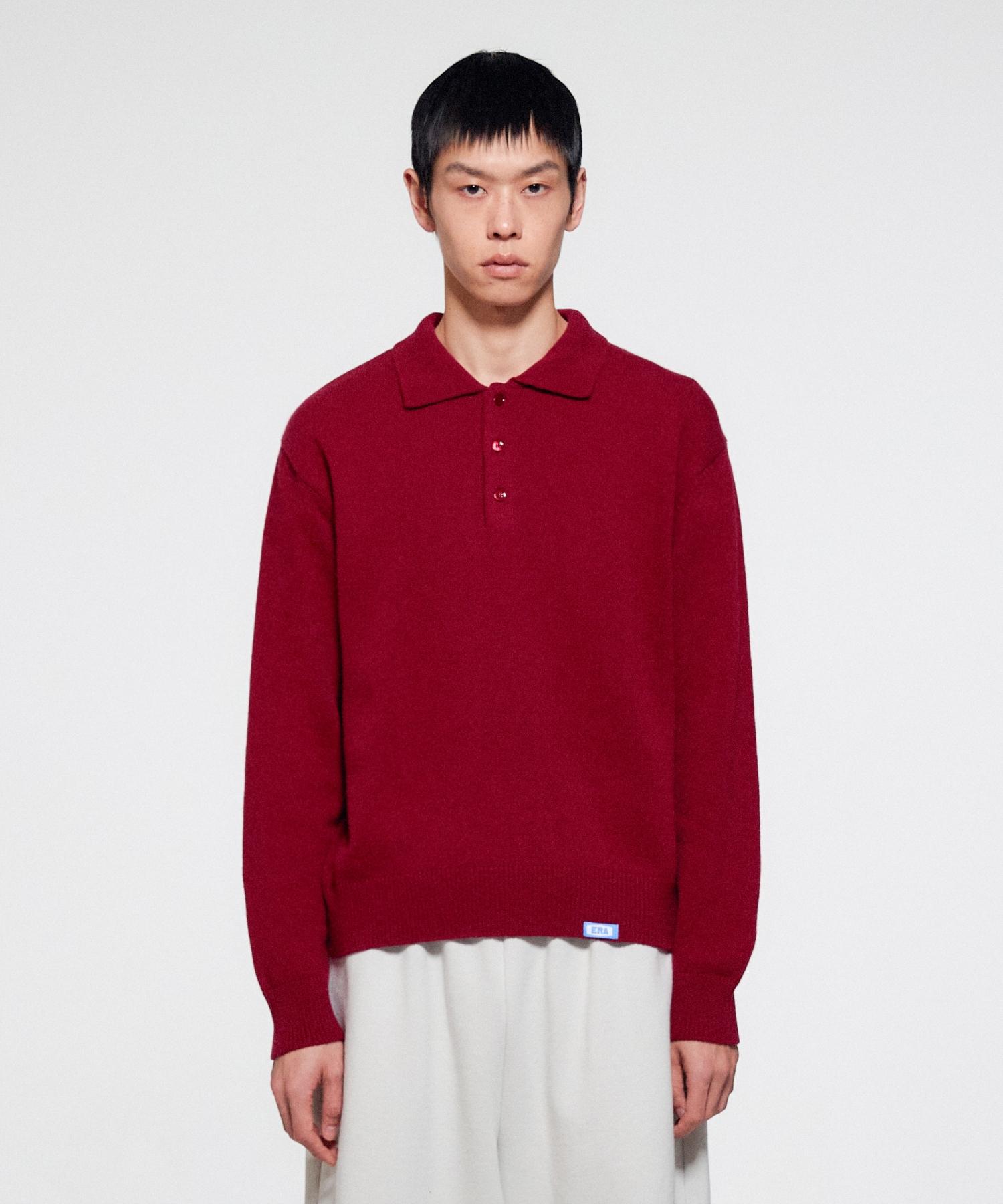 Ira Men Wool Blend Polo Sweater - Deep Burgundy Deep Burgundy/Os