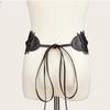 Boho Style Soft Lace Waist Belt Wide Self Tie Bow Tie Belt Wrap Around Cinched Waistband Corset Belt for Dresses