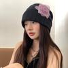 Elegant Flower Beanies Hat Sweet Sunscreen Cap Cute Knitted Hat  Spring and Summer