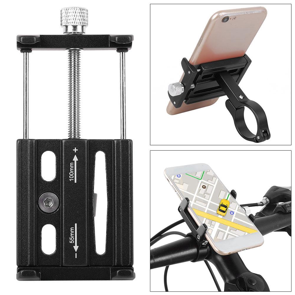 KR01 Aluminium Alloy Mobile Phone Holder Clip Portable Motorcycle Bicycle Fixed BracketBlack