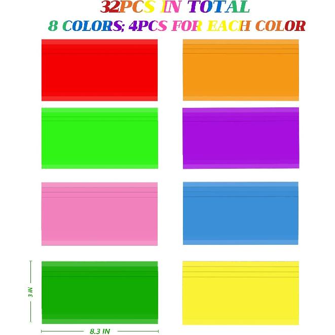 32 Pieces Colored Overlays for Dyslexia, Guided Reading Highlight Strips, Colored Overlay Reading Tracking Rulers for Dyslexia Irlens, ADHD and