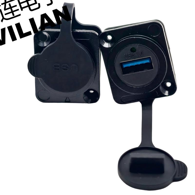 USB Type D Panel Mount Waterproof Female Socket (USB 2.0/3.0) for Digital Data Transfer