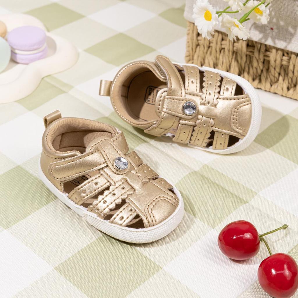 Infant Girls' Non-Slip Closed Toe Sandals (0-1 Year) with Soft Sole & Velcro