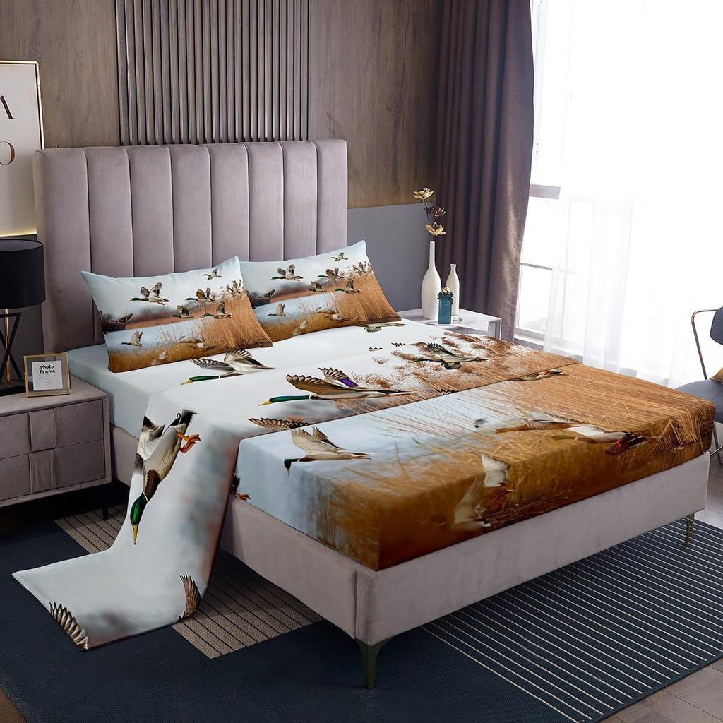 Cartoon Animal Dog Pattern Bed Hat Four-Piece Bedding Set Bedroom Dormitory Bedding Decoration