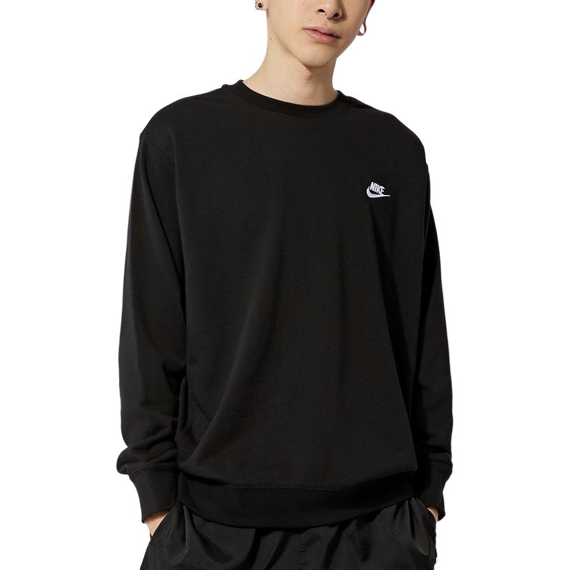 Nike Solid Color Logo Round Neck Long Sleeve Sweatshirt And Pants Casual Sports Set Men Sweatshirt and Pants Black BV2667-010+BV2763-010