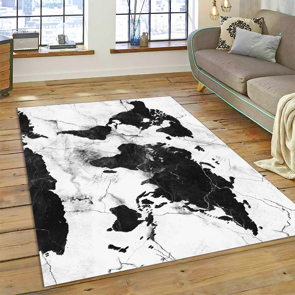 3D Barevná Mramorová Mapa Světa Modrá Zelená Zlatá Koberec Kobereček pro Domov Obývací Pokoj Ložnice Pohovka Rohožka Dekor, Dětský Koberec Protiskluzová Podložka